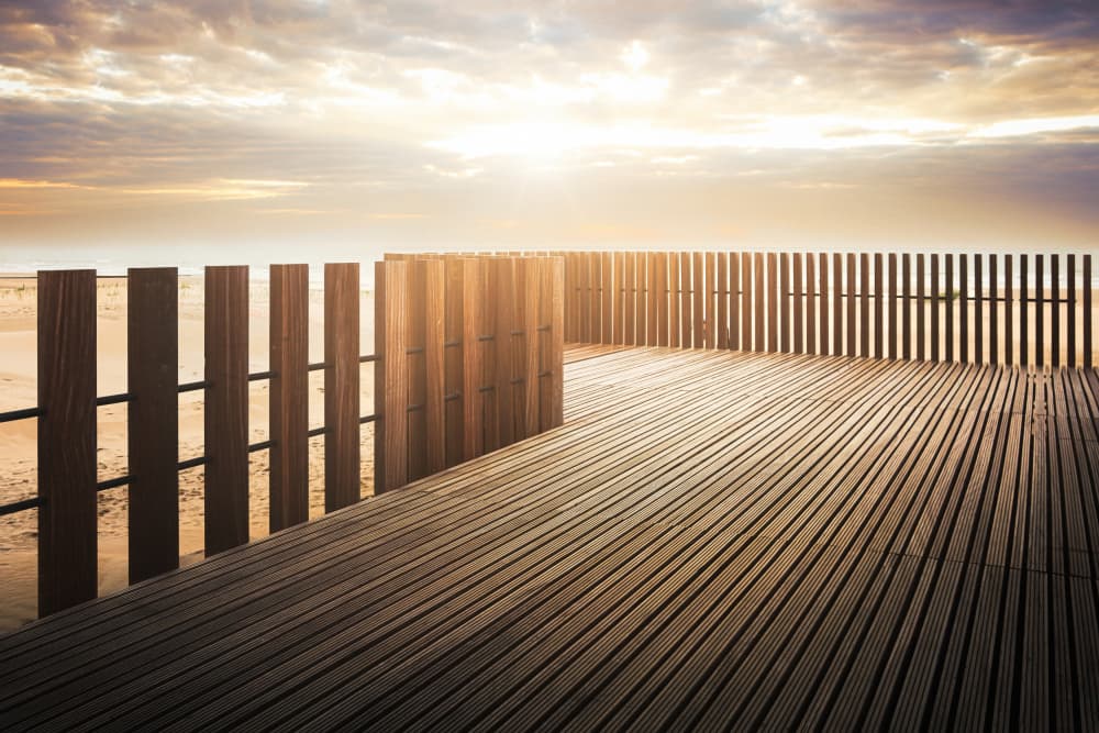 Golden Light Beach Deck by Bruno Flour — canvas wall art