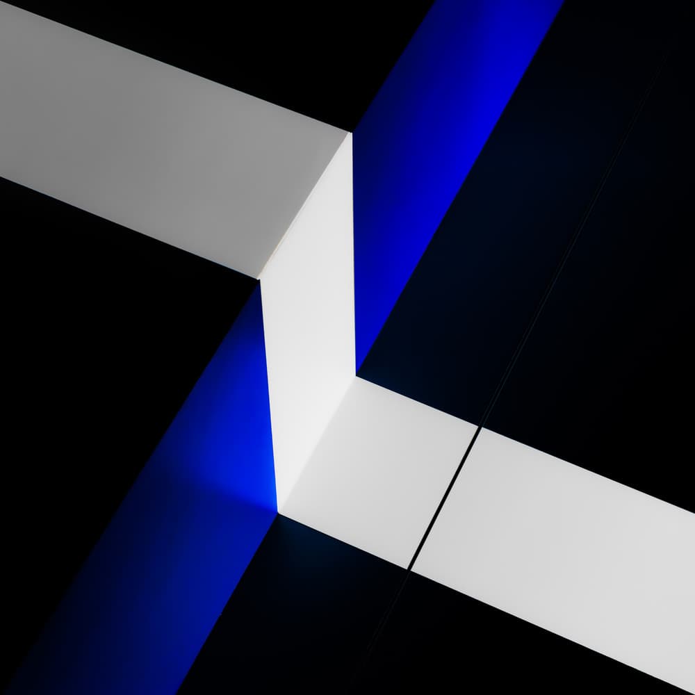 Geometric Blue Light Forms by Marc Huybrighs — canvas wall art