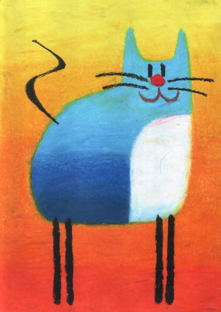 Happy Blue Cat by Kulik — canvas wall art