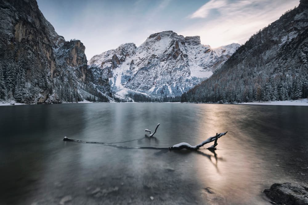 Tranquil Mountain Winter by Fran Ros — canvas wall art