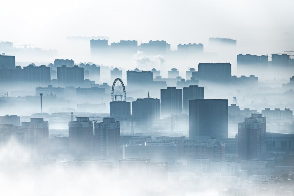 Foggy City Skyline by Stanley Lee — canvas wall art
