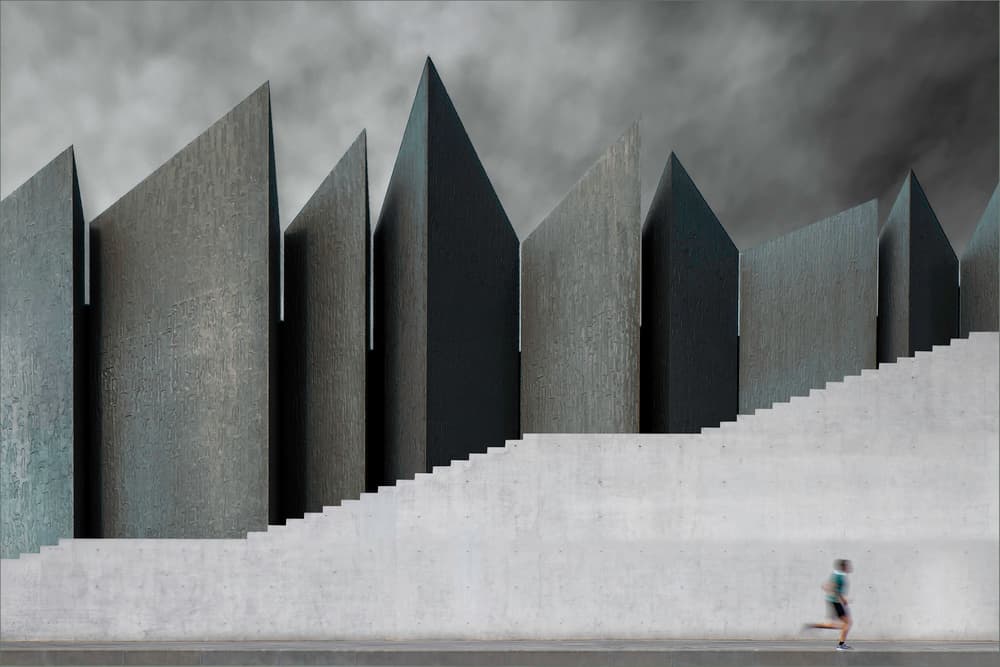 Runner On Concrete Architecture by Gilbert Claes — canvas wall art