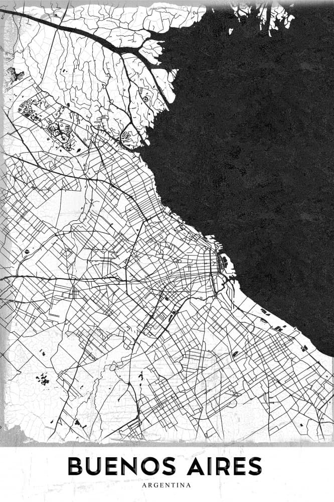 Buenos Aires City Map by StudioSix — canvas wall art