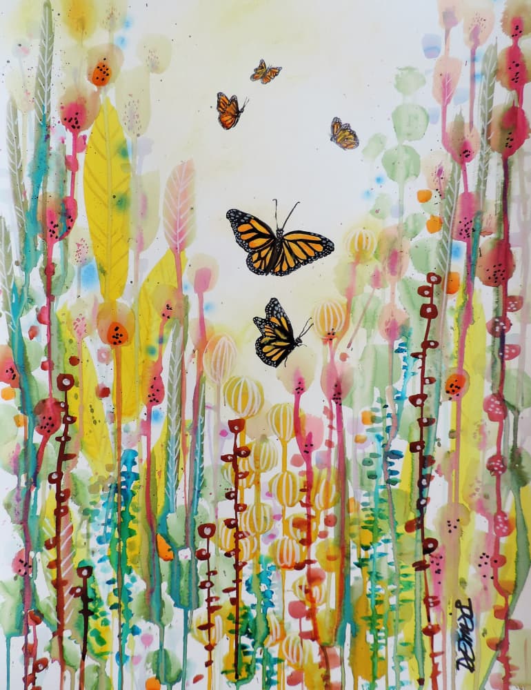 Vibrant Butterfly Garden by Sylvie Demers — canvas wall art