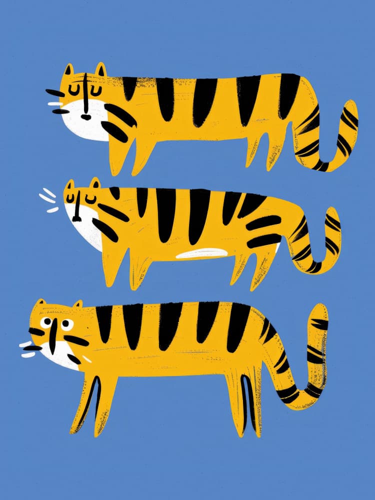 Tiger Trio Parade by Treechild — canvas wall art