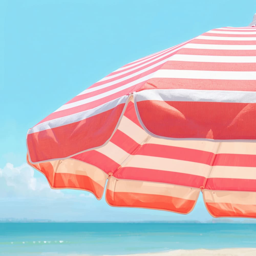 Sunny Beach Umbrella by Ohkimiko — canvas wall art