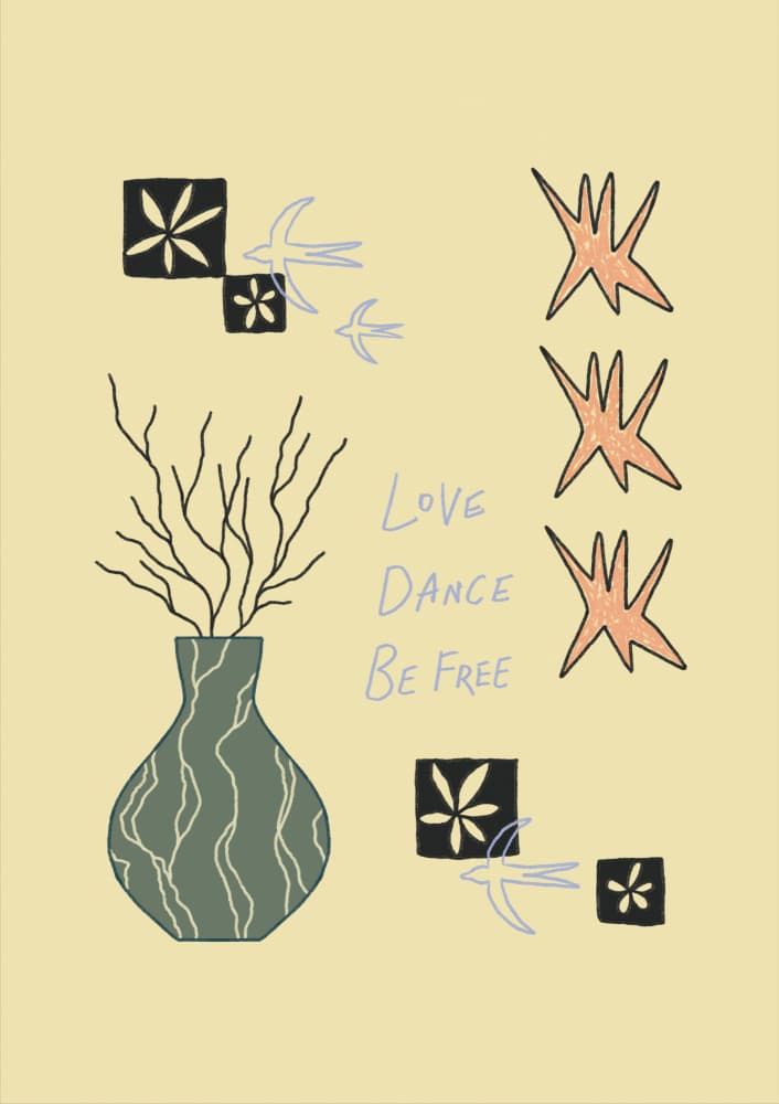 Love Dance Be Free Birds by Marina Alaburic — canvas wall art