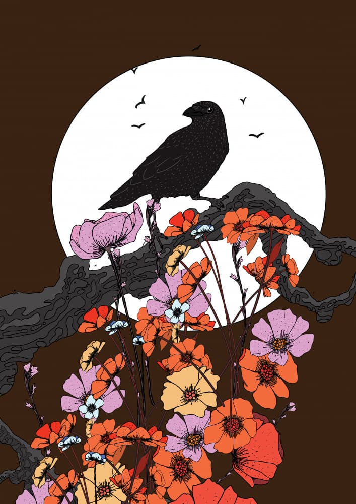 Raven Moon Blooms by Nicholas — canvas wall art