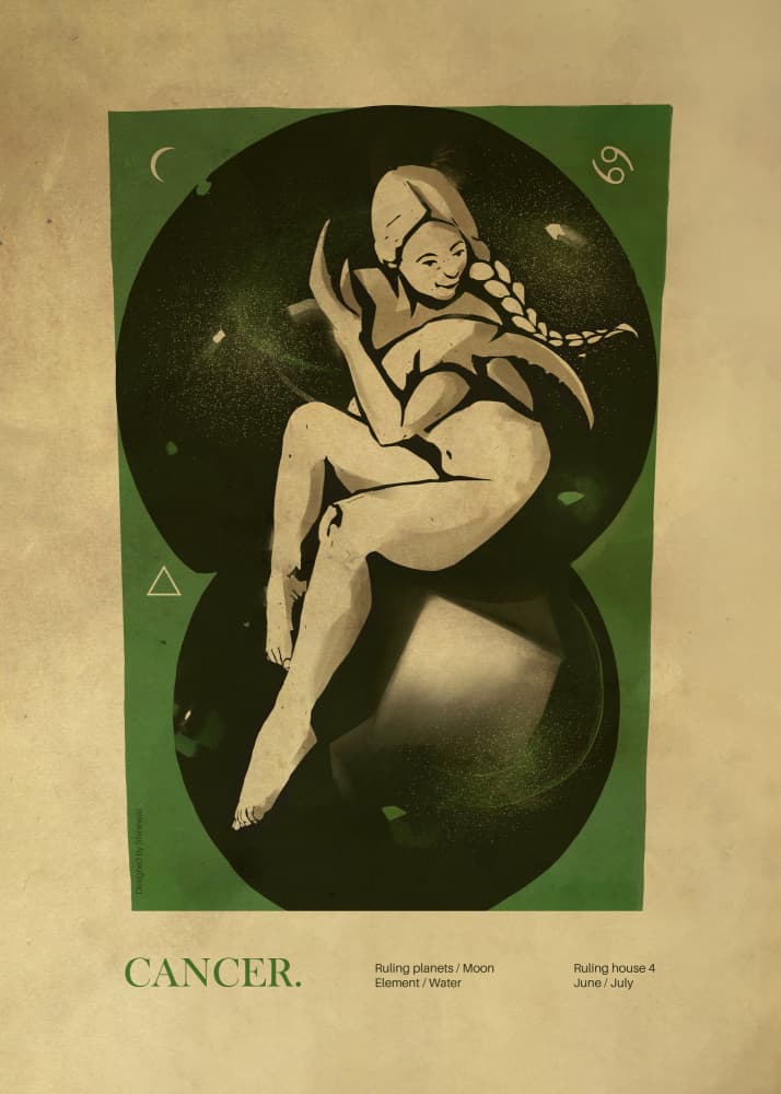 Celestial Cancer Woman by Dion Gem — canvas wall art