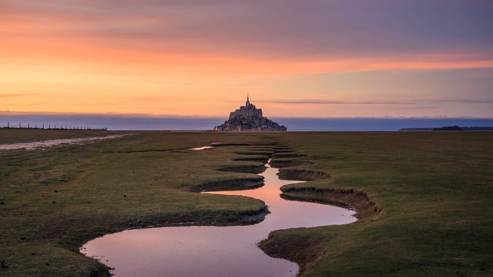 Mont Saint-Michel Marsh Sunset by Regard2 — canvas wall art