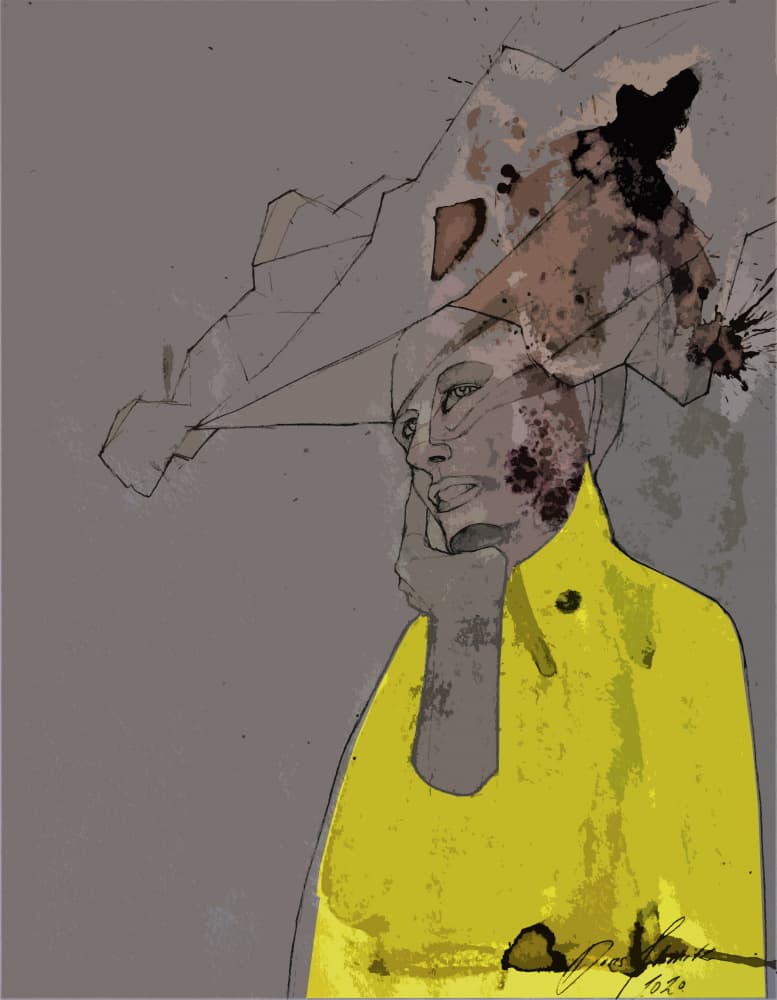 Abstract Yellow Portrait by Doris Schmitz — canvas wall art