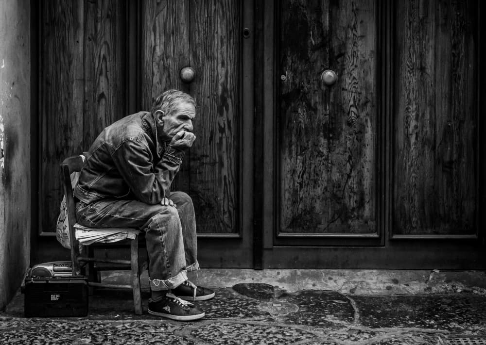 Elderly Man Deep In Thought by Giuseppe Grimaldi — canvas wall art