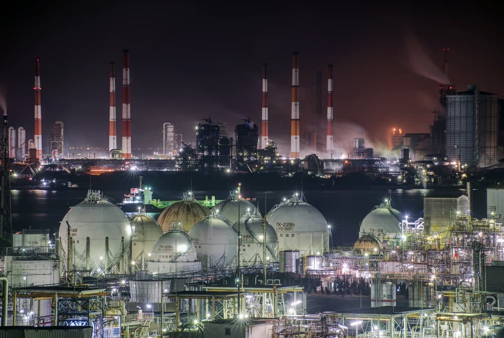 Glowing Industrial Complex by Tomoshi Hara — canvas wall art