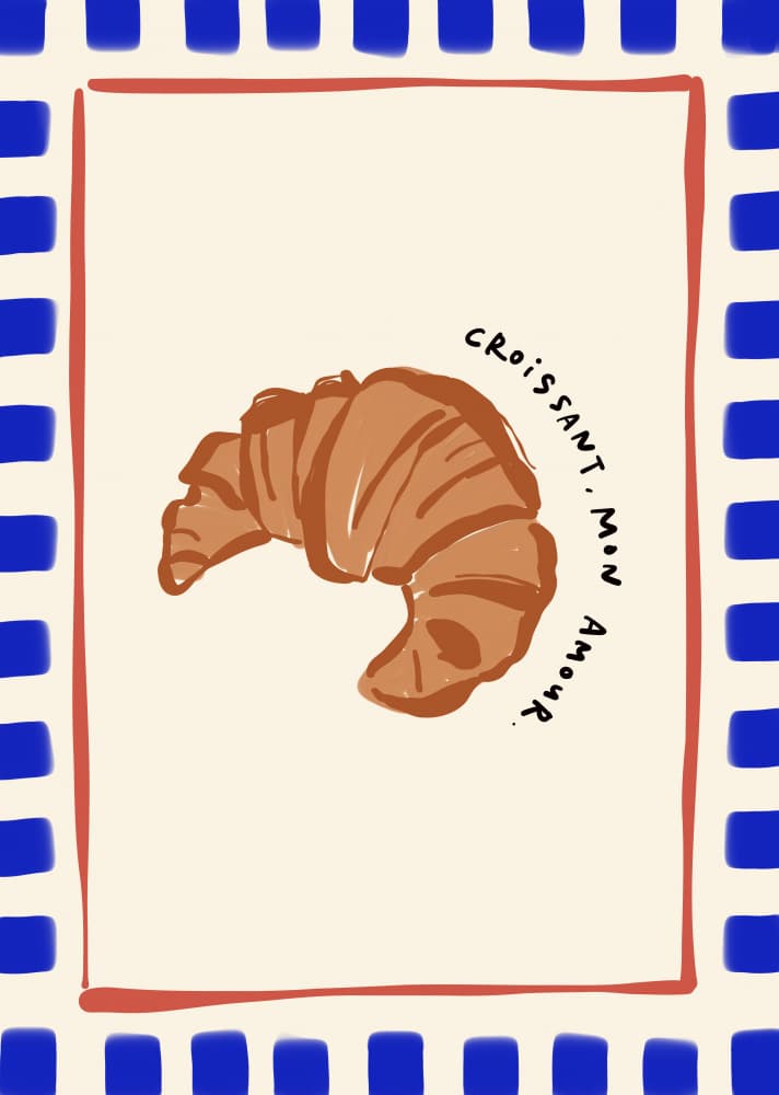 French Croissant Love by Rio Soléy — canvas wall art