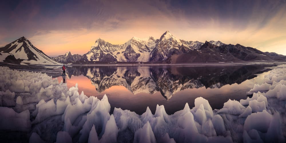 Pink Sky Icy Reflections by qiye — canvas wall art