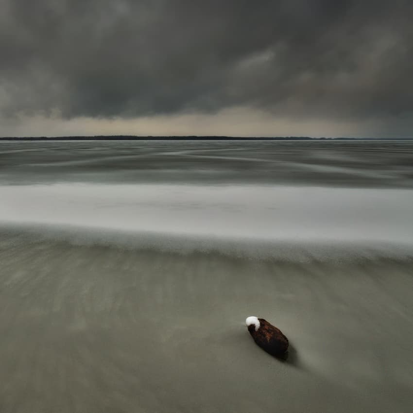 Solitary Beach Driftwood by Roman Lipinski © czeladnik — canvas wall art