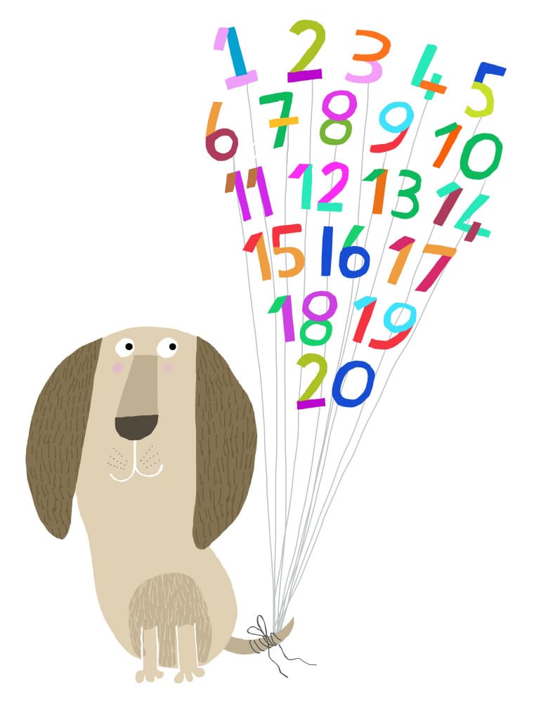 Cute Dog Counting Numbers by Carla Daly — canvas wall art