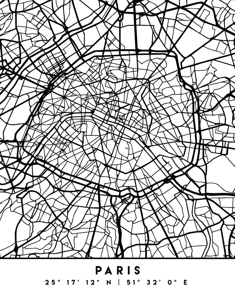 Iconic Paris Street Map by Emiliano Deificus — canvas wall art