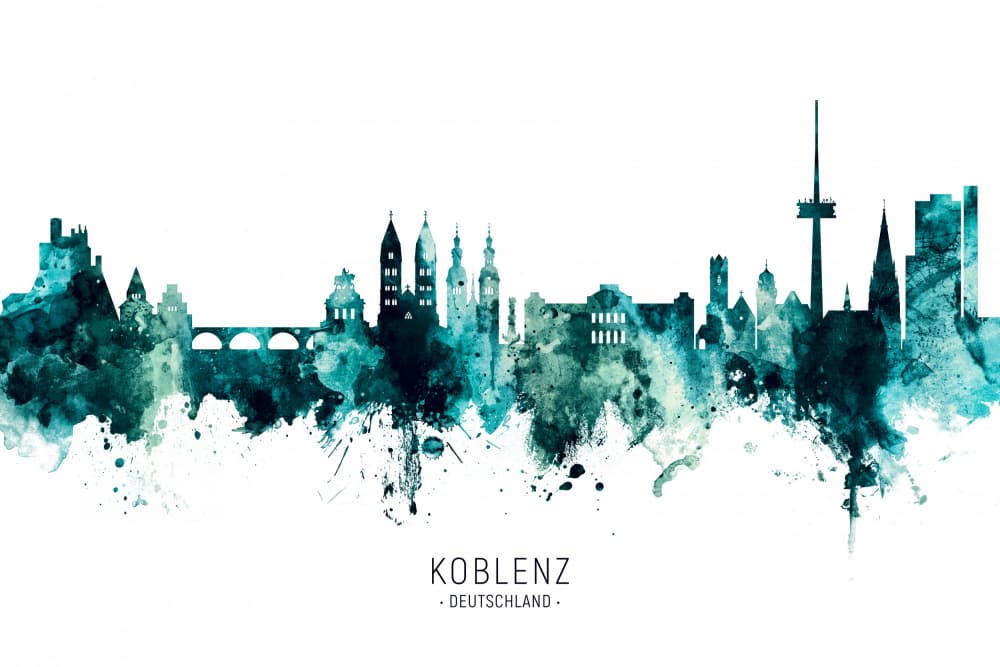 Koblenz Watercolor Skyline by Michael Tompsett — canvas wall art