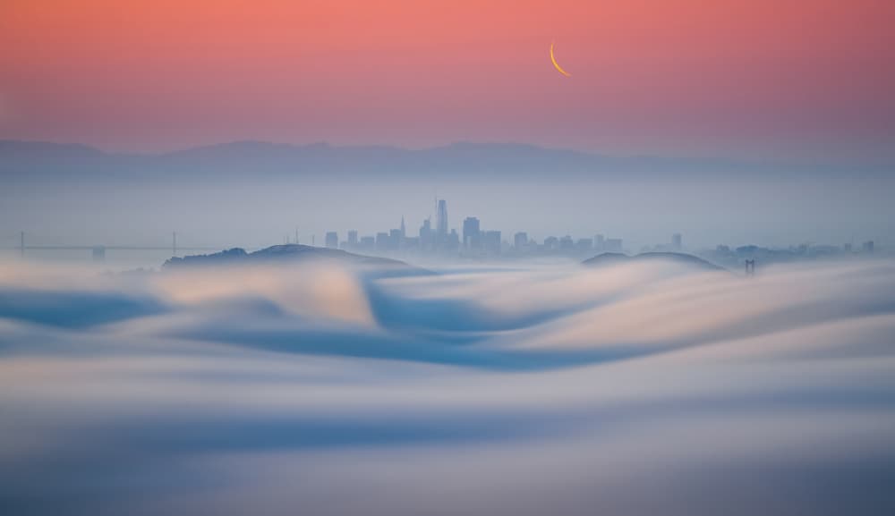 Rolling Fog City Moon by Jingyu Wu — canvas wall art