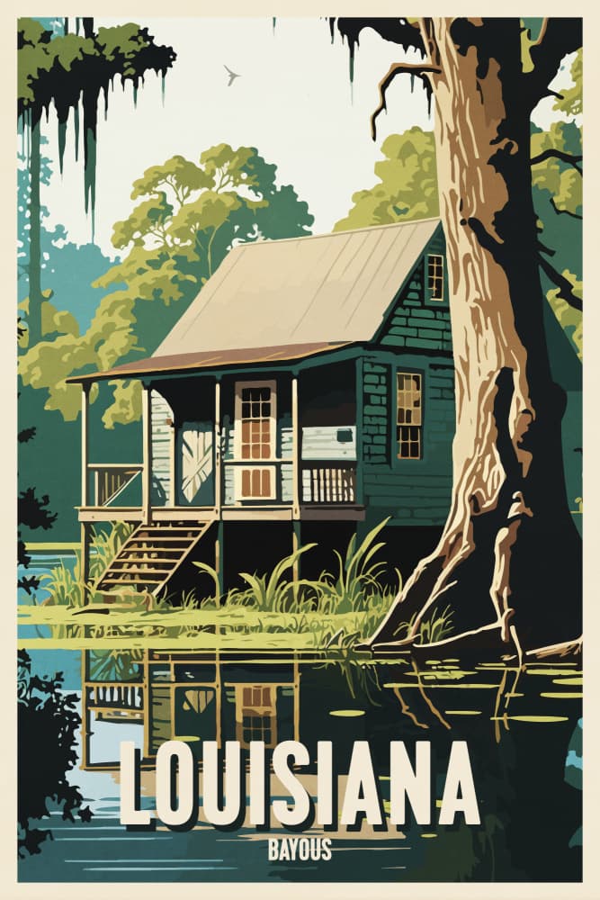 Louisiana Bayou Cabin by thomas chedeville — canvas wall art