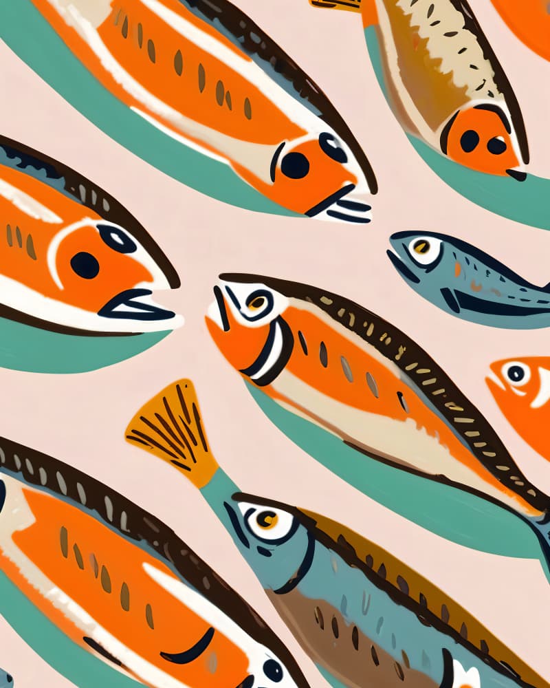 Vibrant Swimming Fish by Uma Gokhale — canvas wall art