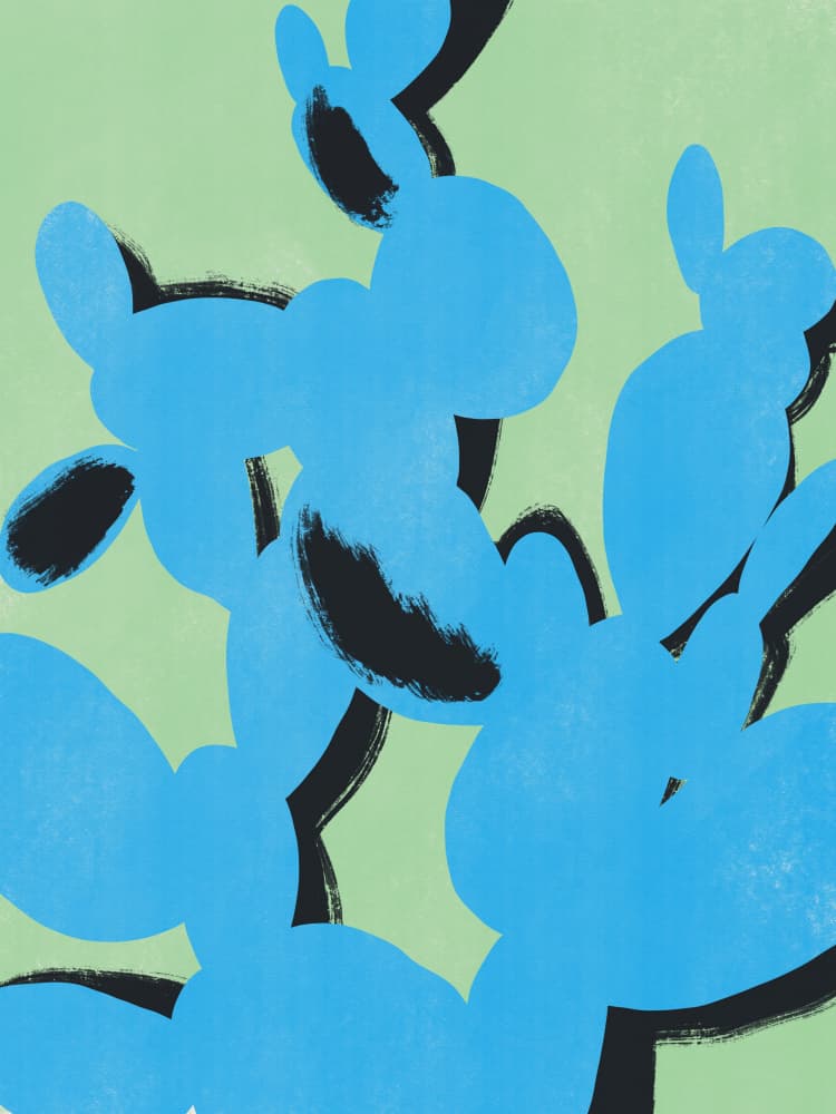 Vibrant Blue Cactus by Little Dean — canvas wall art