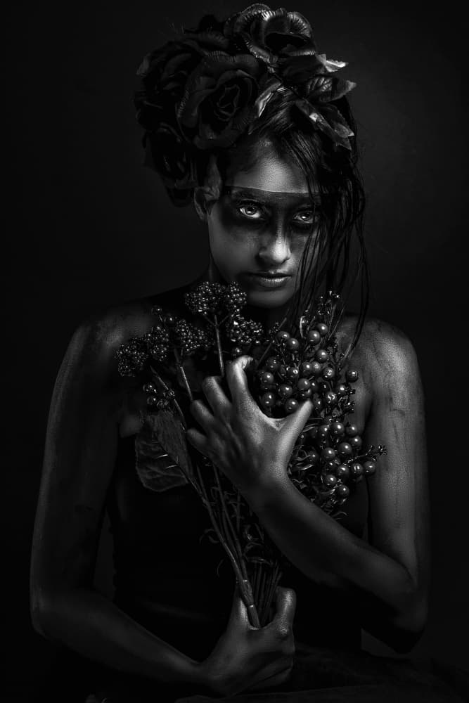Dark Floral Gaze by JAYATU CHANDRA DAS — canvas wall art