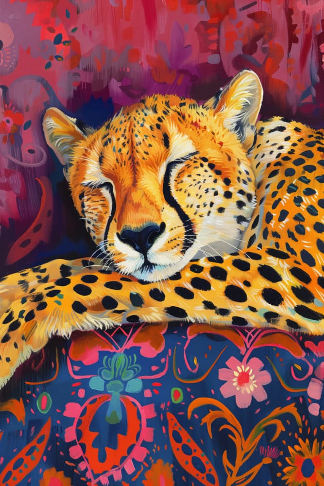 Dreaming Cheetah by Treechild — canvas wall art