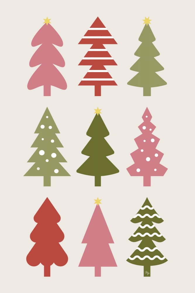Colorful Holiday Trees by Martina — canvas wall art