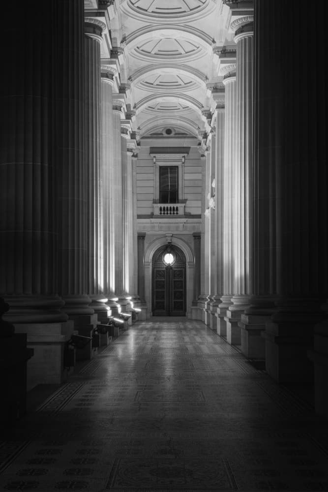 Grand Columned Hallway by Louise Wolbers — canvas wall art