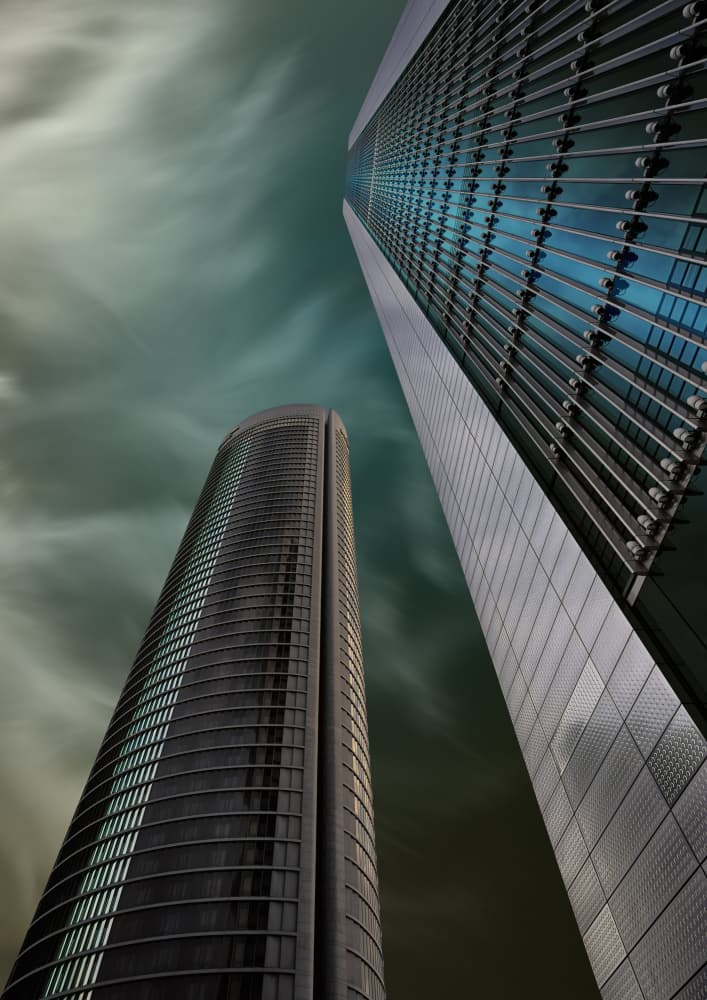 Urban Towers Skyward by Jonathan Power — canvas wall art
