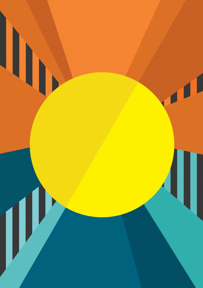 Vibrant Geometric Horizon by Frankie Kerr-Dineen — canvas wall art