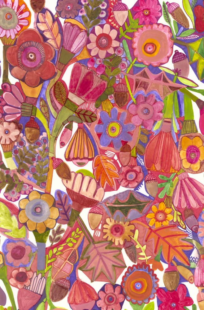 Acorns and Flowers by Sharon Nullmeyer — canvas wall art