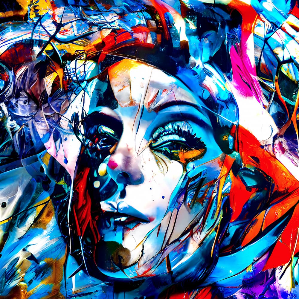 Colorful Expressive Woman by mnemonixART — canvas wall art