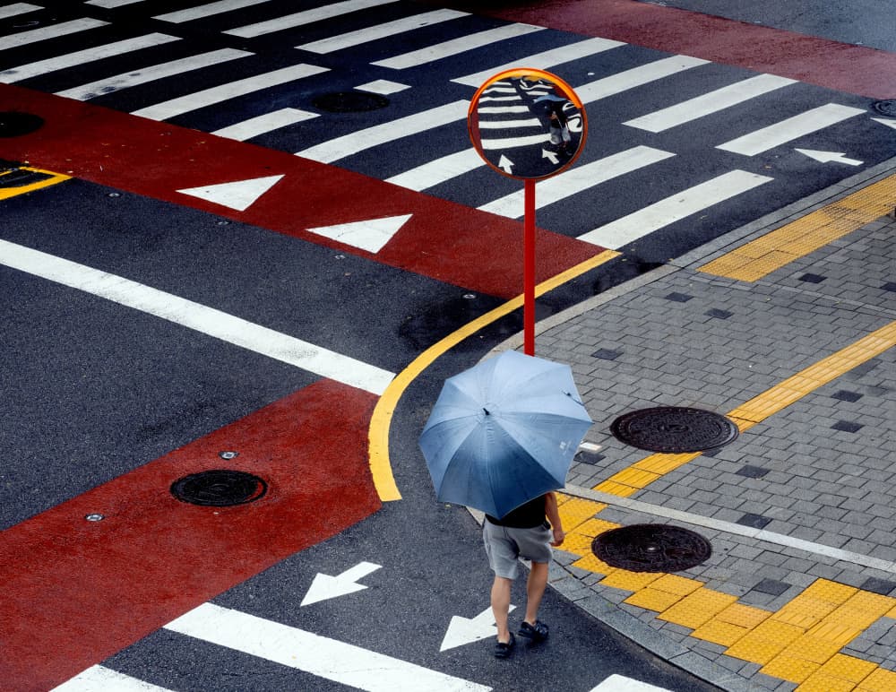 Rainy City Crosswalk by HAN dong hee — canvas wall art