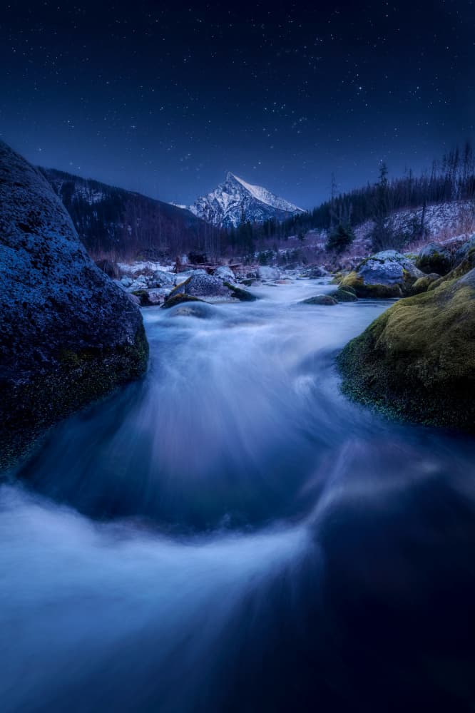 Starry Mountain River by Jan Ilkovic — canvas wall art