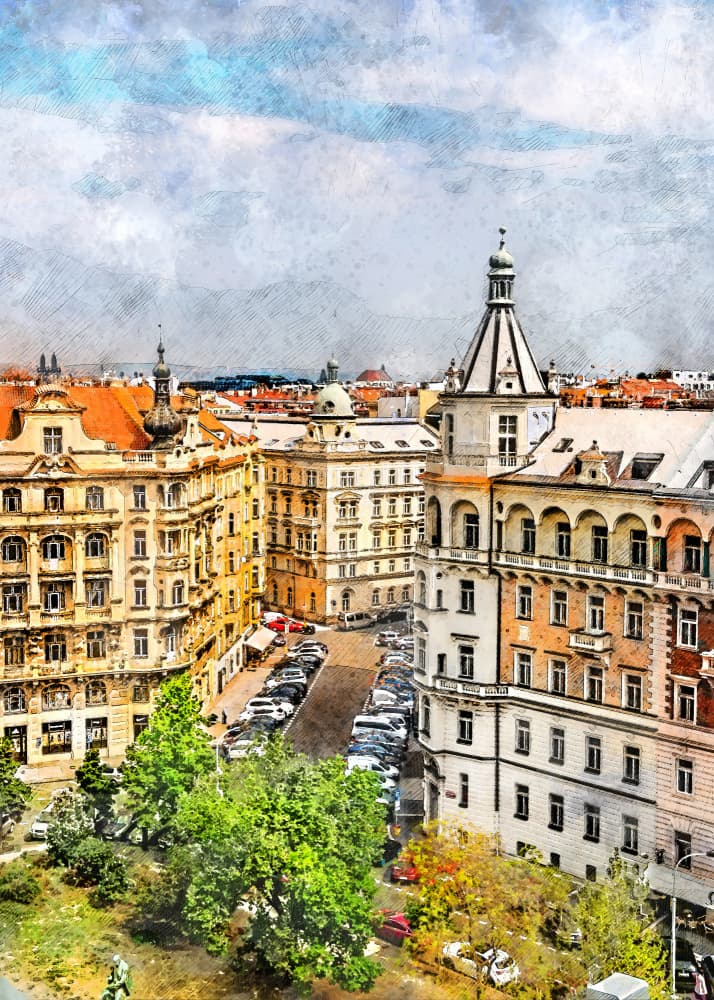 Historic European City View by Justyna Jaszke — canvas wall art