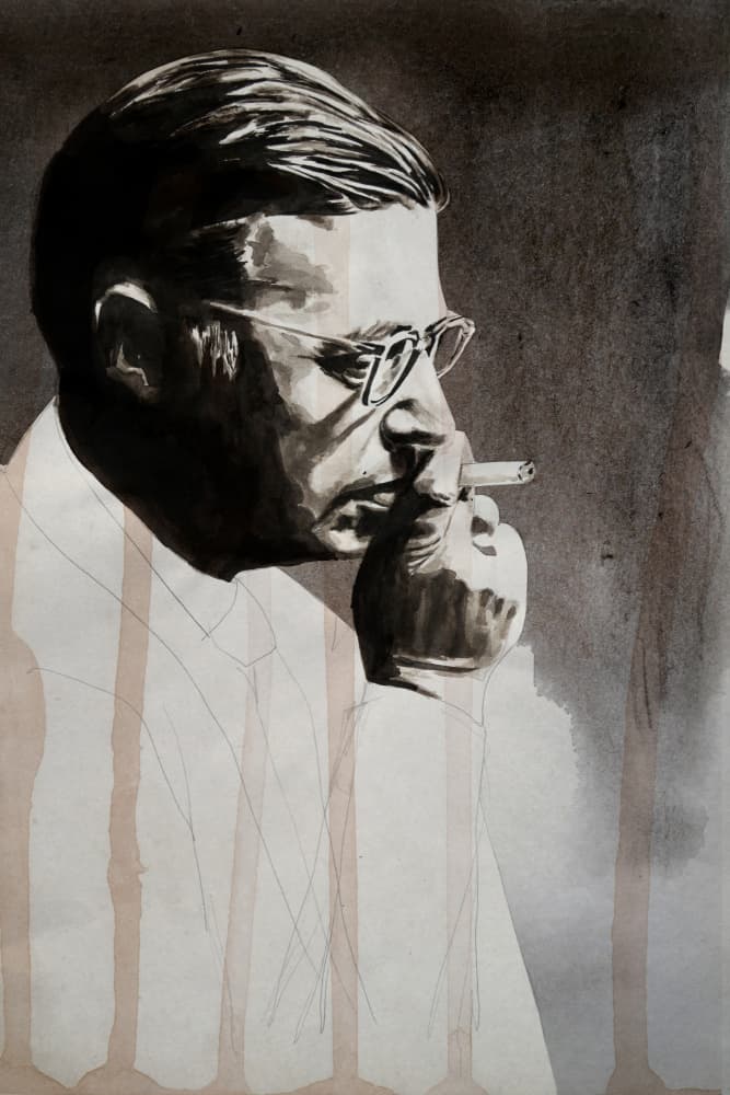 Thoughtful Smoker Portrait by David Diehl — canvas wall art