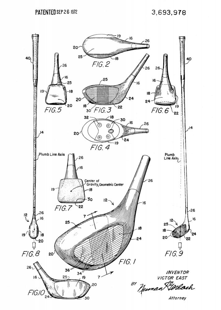 Vintage Golf Club Patent by Andreas Magnusson — canvas wall art