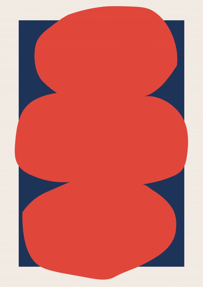 Stacked Red Abstract Shapes by RS LAB STUDIO — canvas wall art
