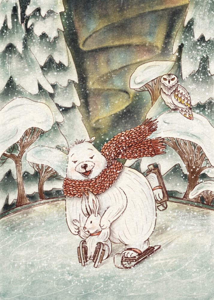 Joyful Winter Skate by Olena Kovalova — canvas wall art