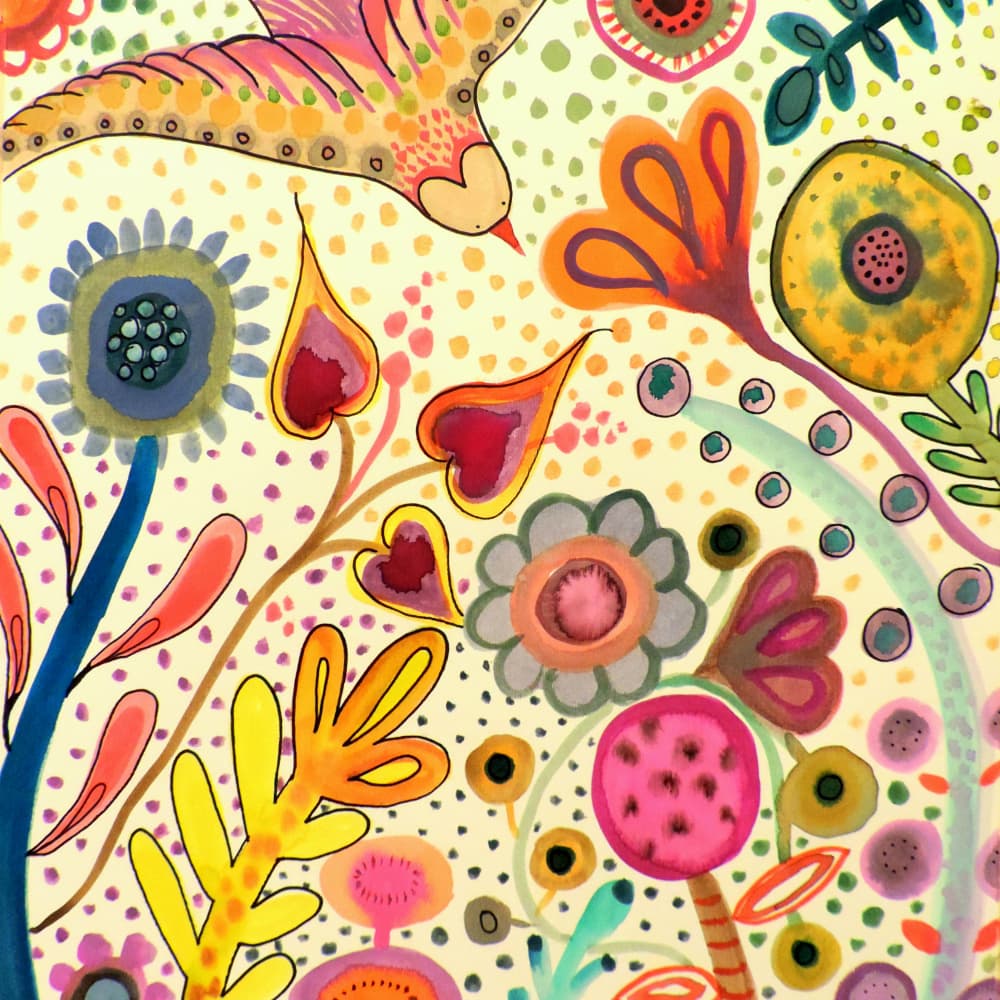 Whimsical Garden Bird by Sylvie Demers — canvas wall art
