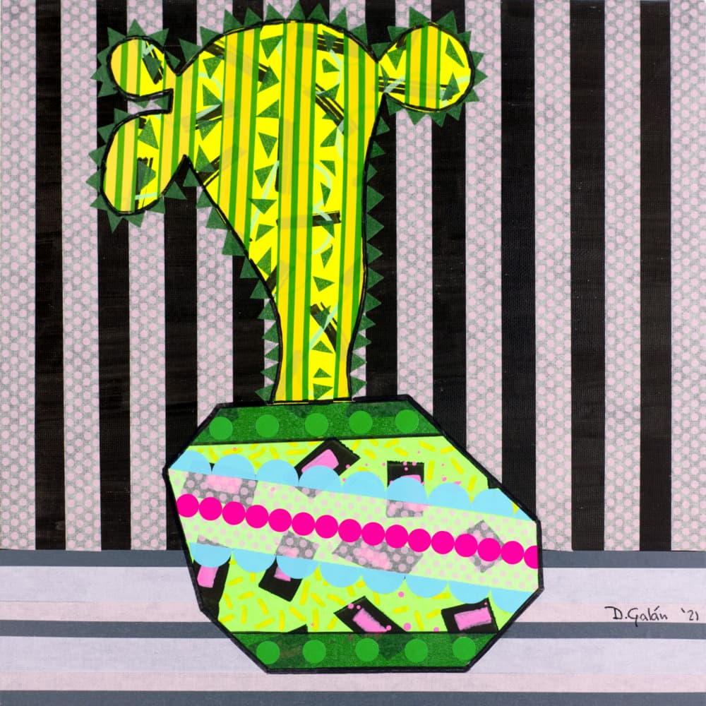 Colorful Potted Cactus by David Galan — canvas wall art