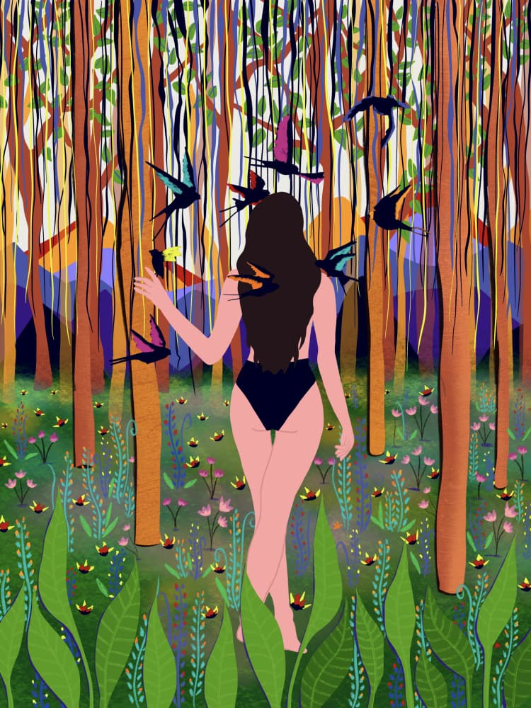 Woman in Enchanted Woods by Ceyda Alasar — canvas wall art