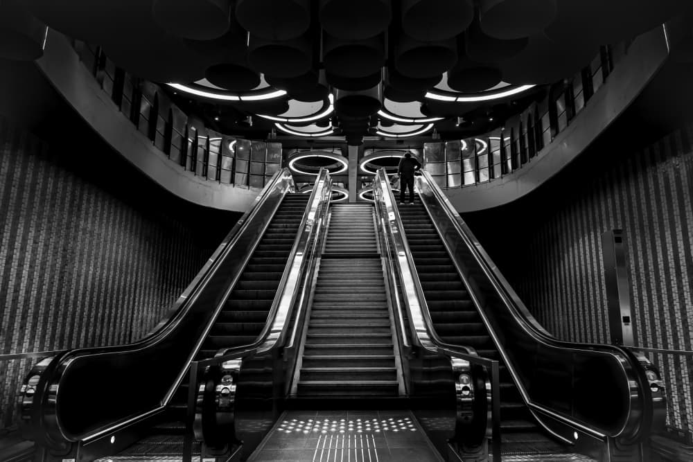 Modern Subway Escalator by Gerard Valckx — canvas wall art