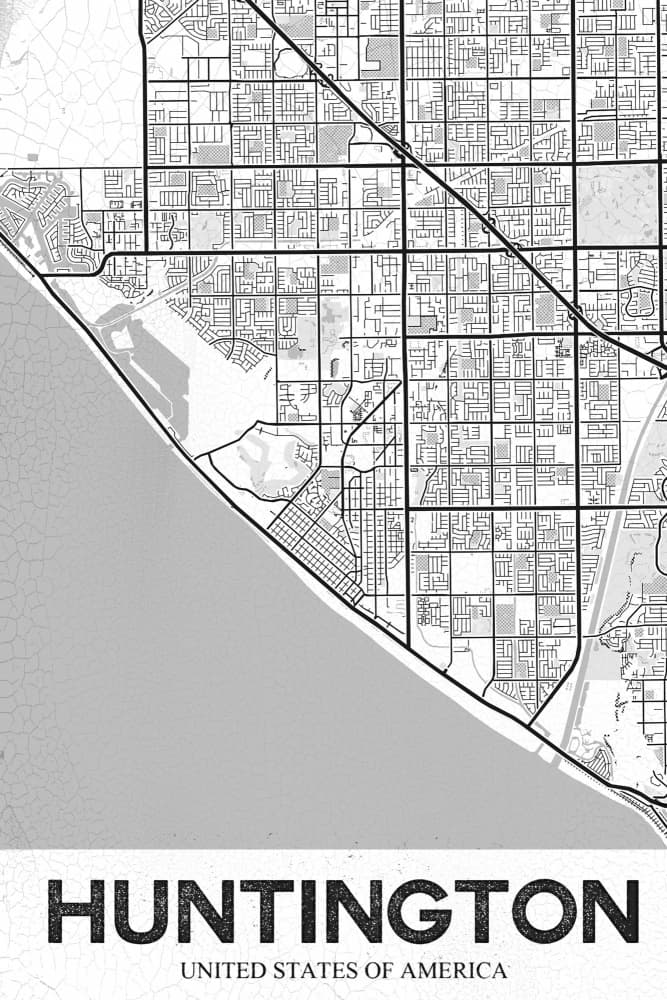 Huntington Beach Map by StudioSix — canvas wall art