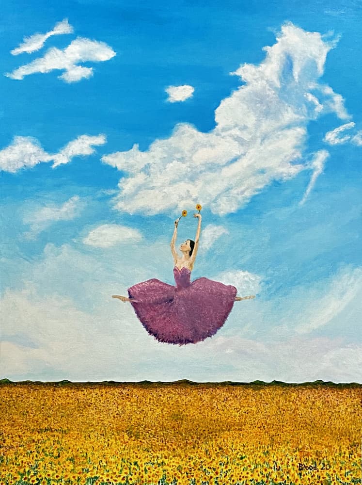 Ballerina in Sunflower Field by Tom Blood — canvas wall art