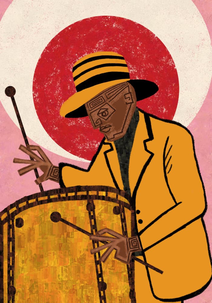 Stylized Jazz Drummer by Gulcihan Ozguc — canvas wall art
