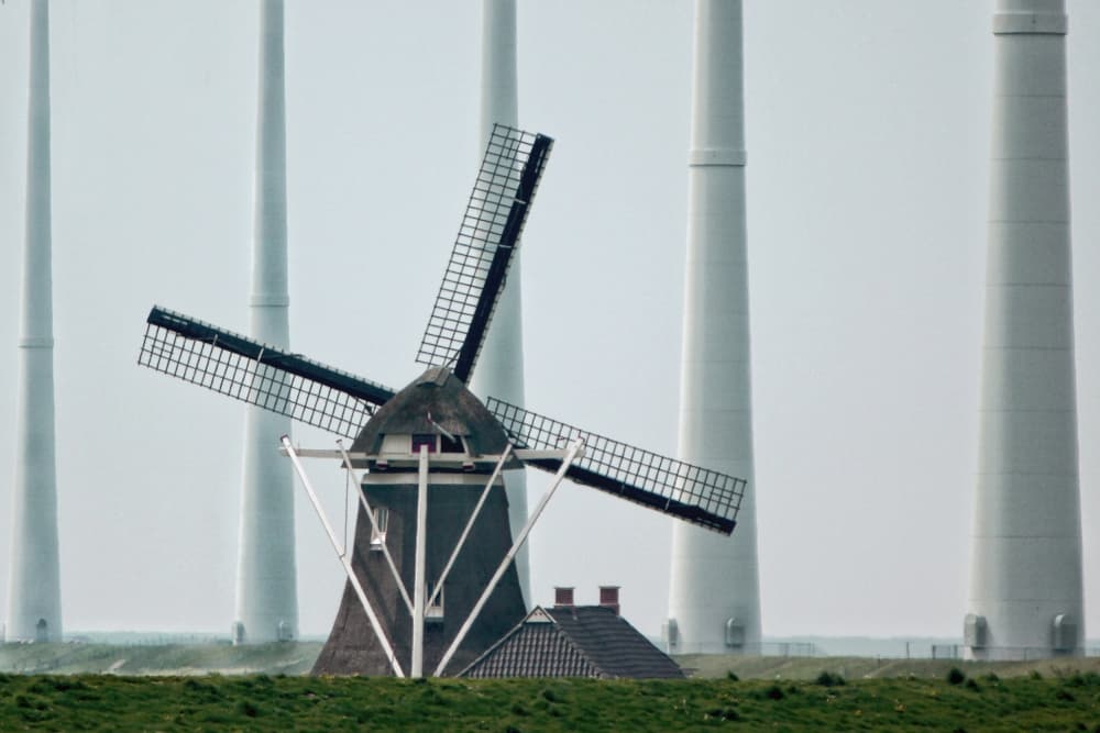 Dutch Windmill Modern Turbines by Max Witjes — canvas wall art
